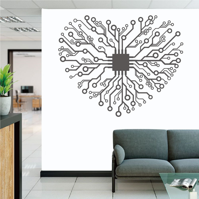 Tech Office Wall Art - Cinta Chip Teknologi Perusahaan Kantor Vinyl