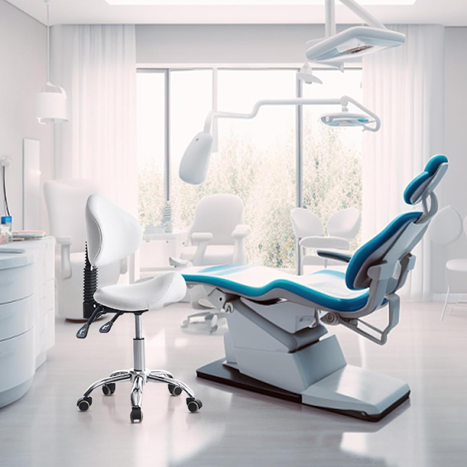 Kursi Saddle Stool Beroda Deng - Office Tech Chair ulasan dan harga