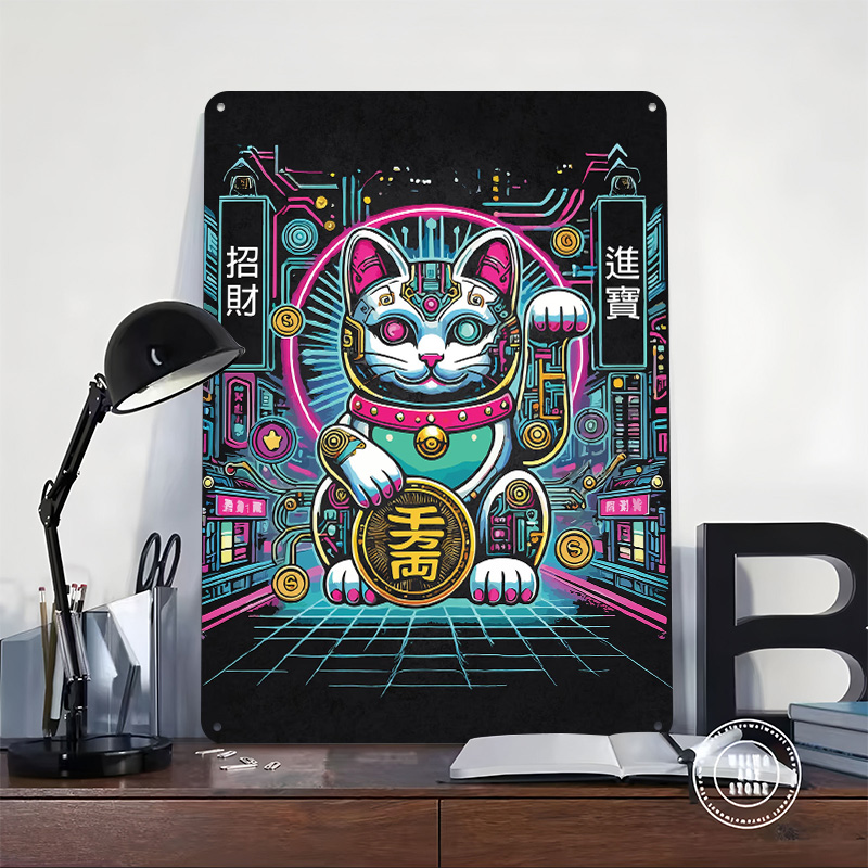 Cyberpunk Maneki Neko - Poster - Tech Office Wall Art ulasan dan harga