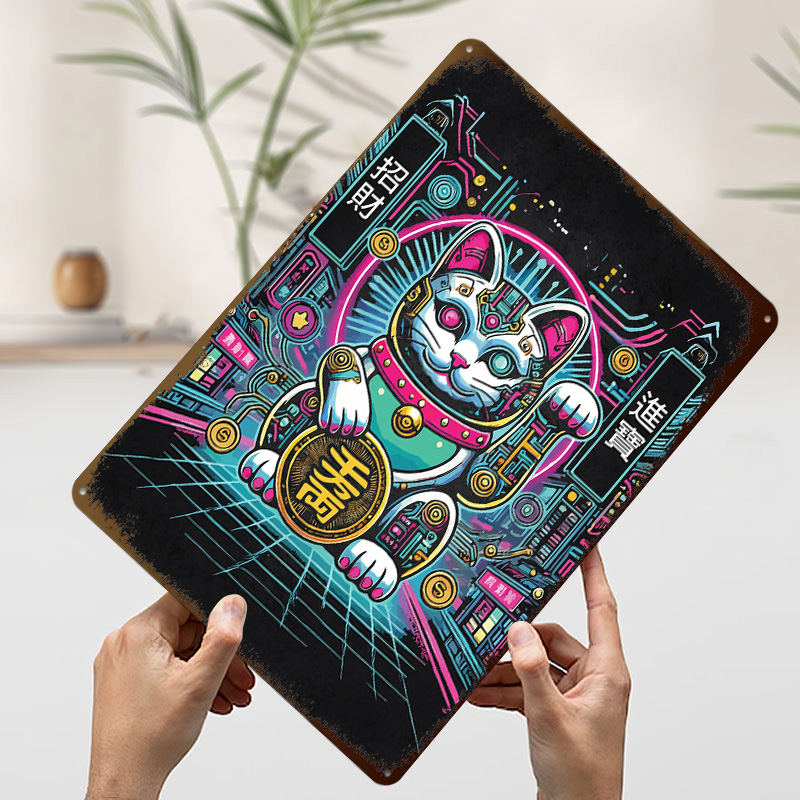 Cyberpunk Maneki Neko - Poster - Tech Office Wall Art ulasan dan harga
