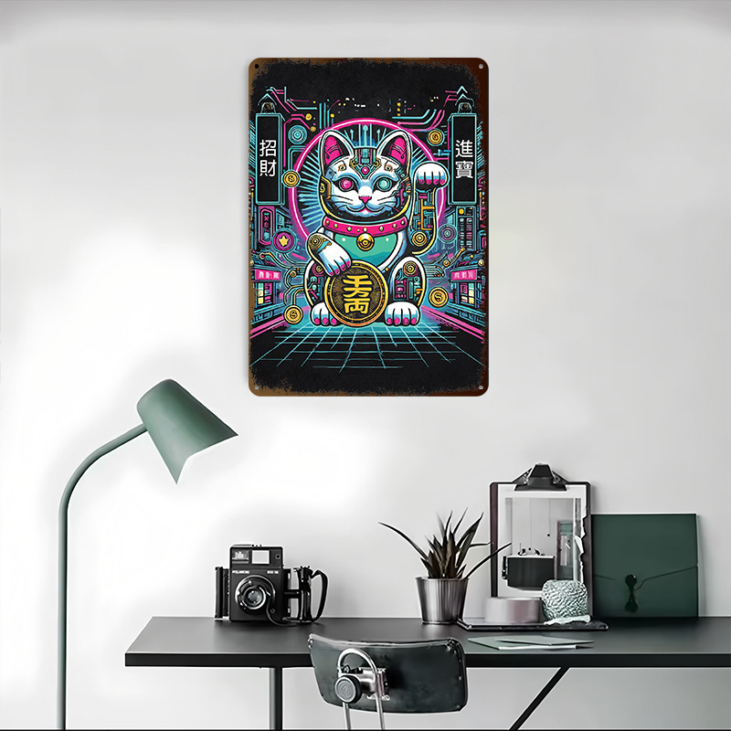 Cyberpunk Maneki Neko - Poster - Tech Office Wall Art ulasan dan harga